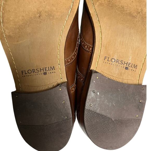 Florsheim Men’s 11D Wingtip Oxford‎ Shoes Brown Leather Brogue Dress - Picture 7 of 14